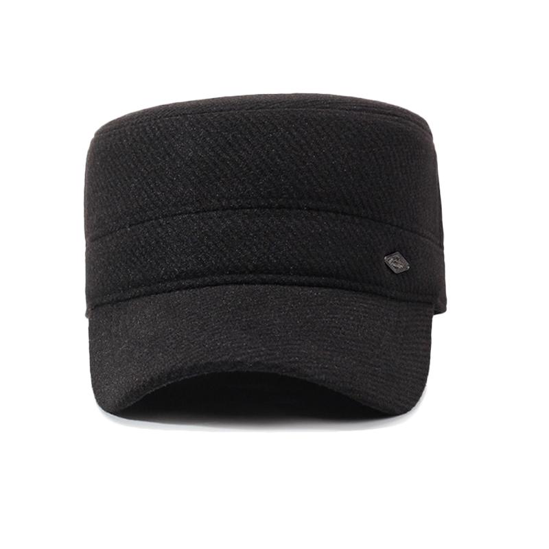 Jesienno-zimowy męski kapelusz dla osób w średnim i starszym wieku, płaski kapelusz z ochroną uszu, ciepły kapelusz