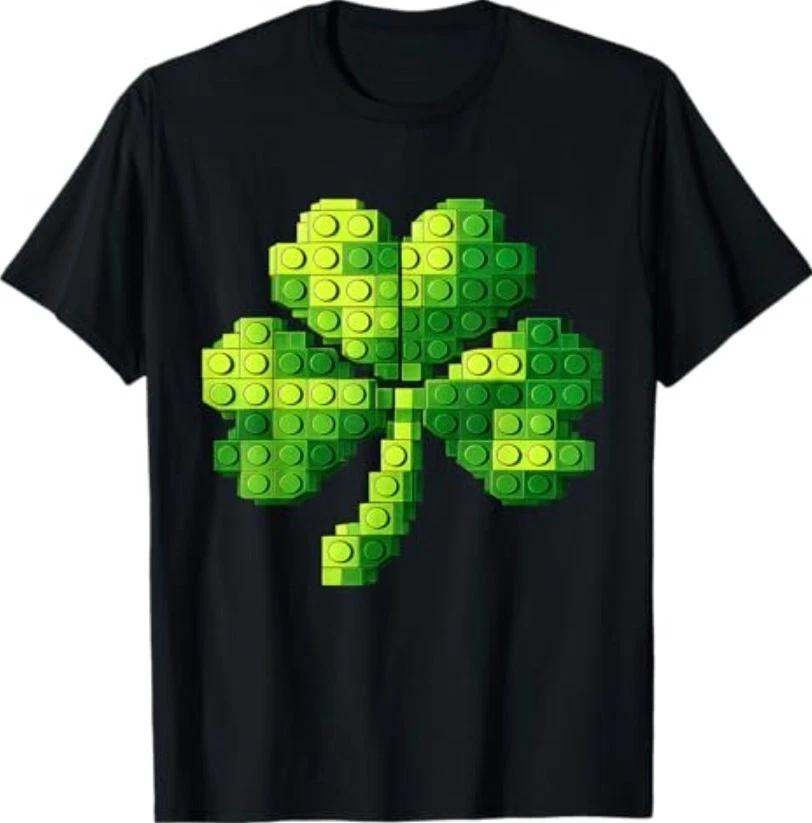Funny Building Shamrock Blocks St Patricks Day T-Shirt S