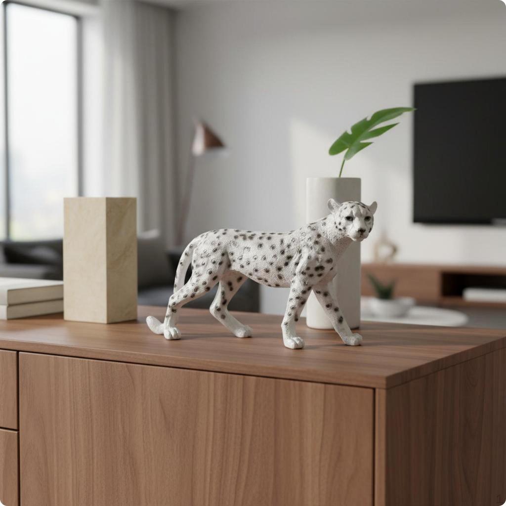 Harz Leopard Zeitgenössisch Minimalistisch Figur Schreibtischdekoration Exotisches Tier Statuette