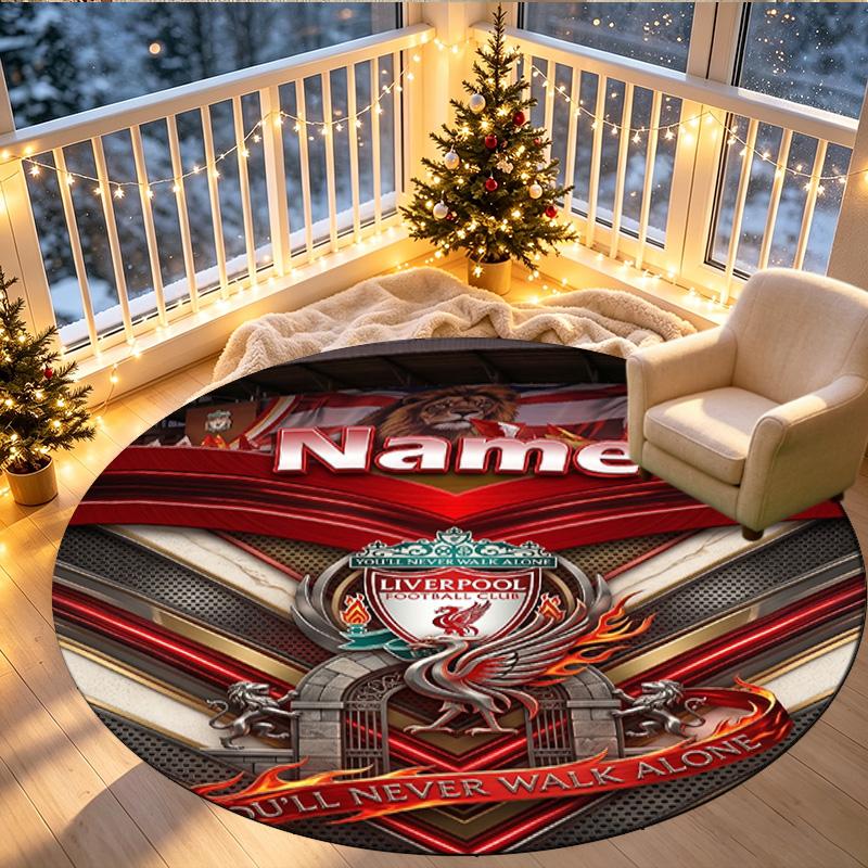 Benutzerdefinierter Name Personalisierter LFC Druck Runder Teppich, Vielseitiger Heimdekorations Teppich, für Spielzimmer, Wohnung, Balkon, Eingangsbereich, Flur Geschenk