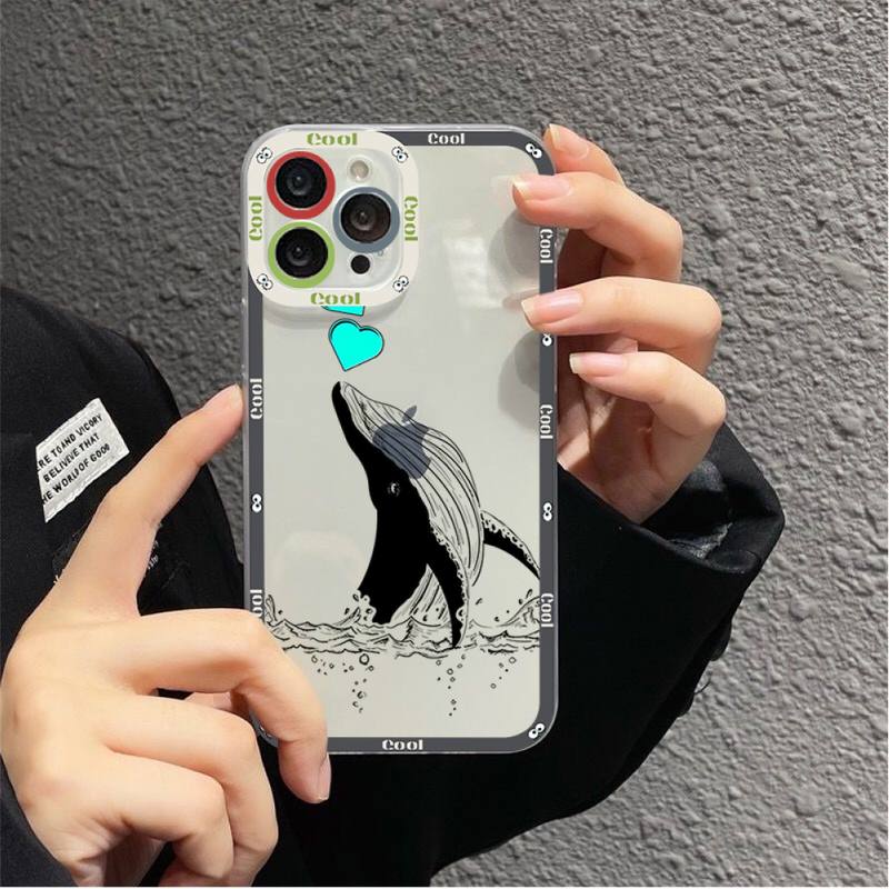 Underwater World Cute Whale Phone Case for iPhone 11 12 13 Mini Pro Max 14 Pro Max Case shell