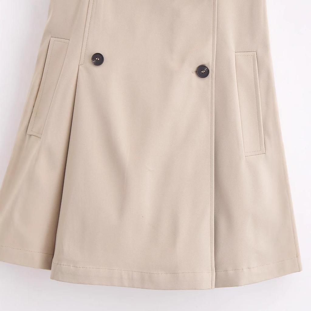 2025 Women's Spring European & American Slim Windbreaker Dress with Square Scarf