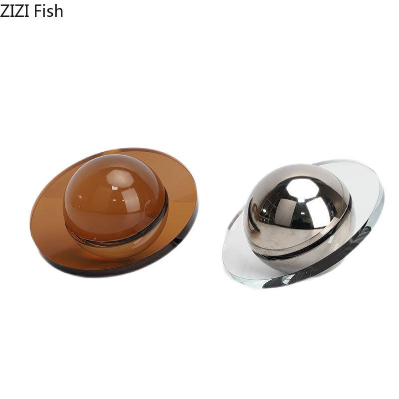 Transparent Crystal Planet Artwork Ornaments Geometric Crystal Crystal Statue Desk Decoration Crafts Sculpture Modern Home Decor