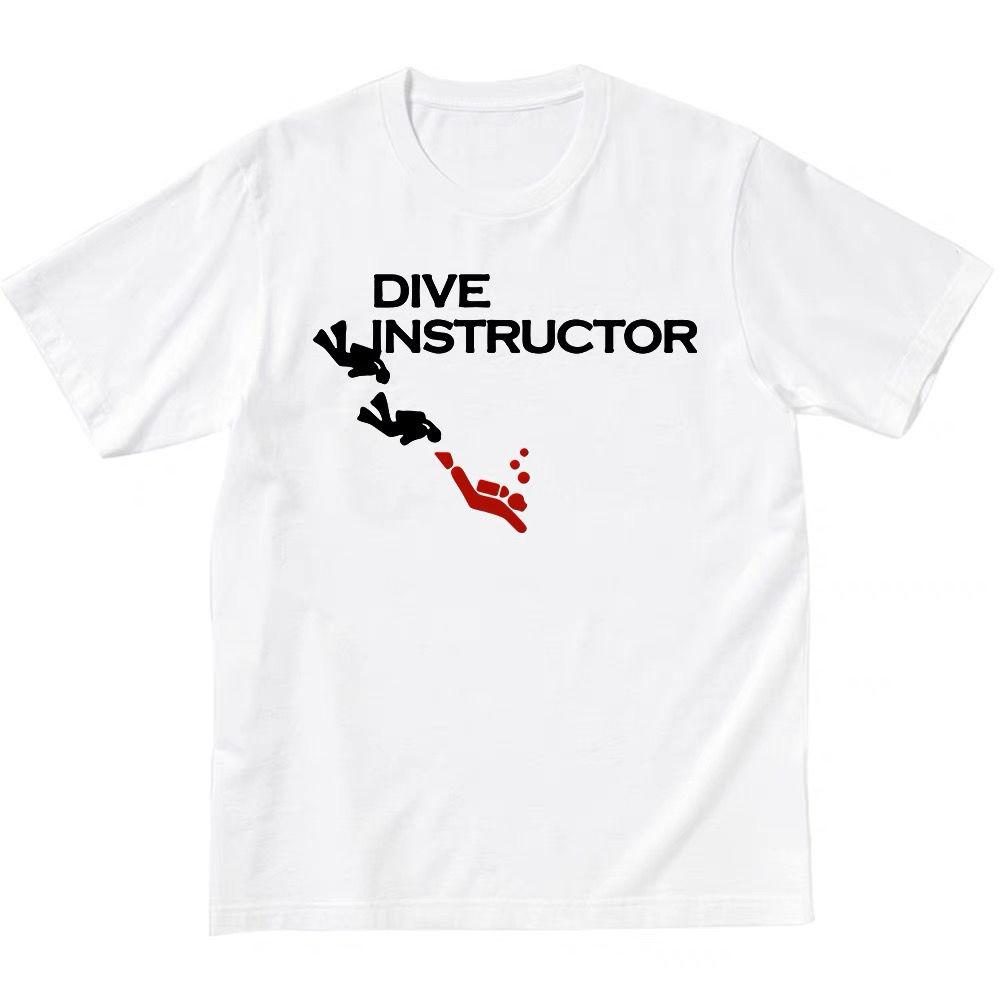 Creative SUMMER Pure Cotton Sweatabsorbing Men s Short Sleeves Scuba Dive Dive Instructor Diving Instructor Print Top S