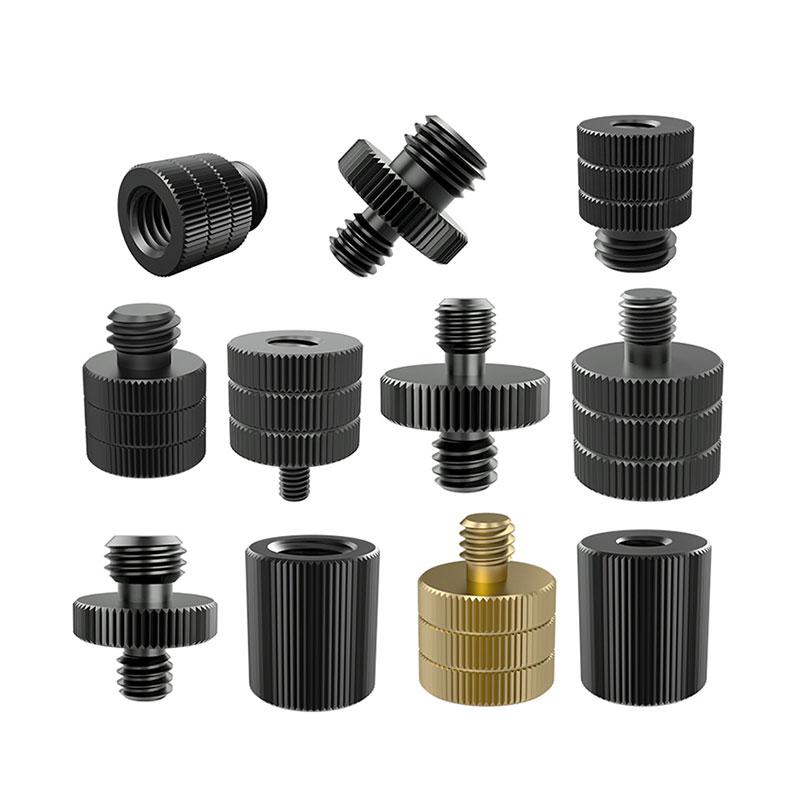 1/4 Camera Hot Shoe Mount with 3/8 Cold Shoe Adapter, 5/8 Adapter Base & Tripod Head Extension Screw for Flash Stand Base