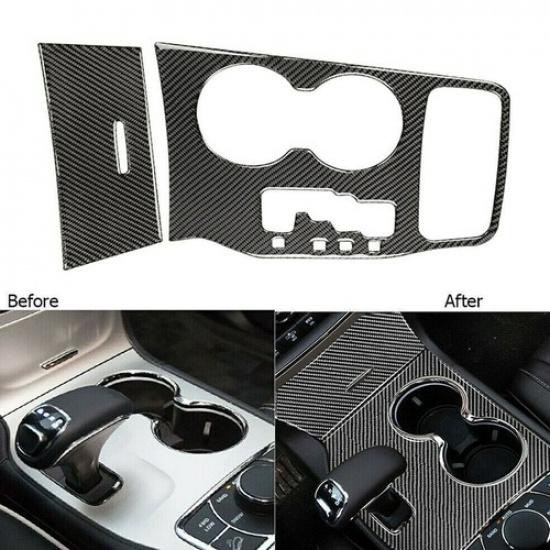 Carbon Fiber Console Gear Shift Box Panel Cover Trim For Grand Cherokee 14-15