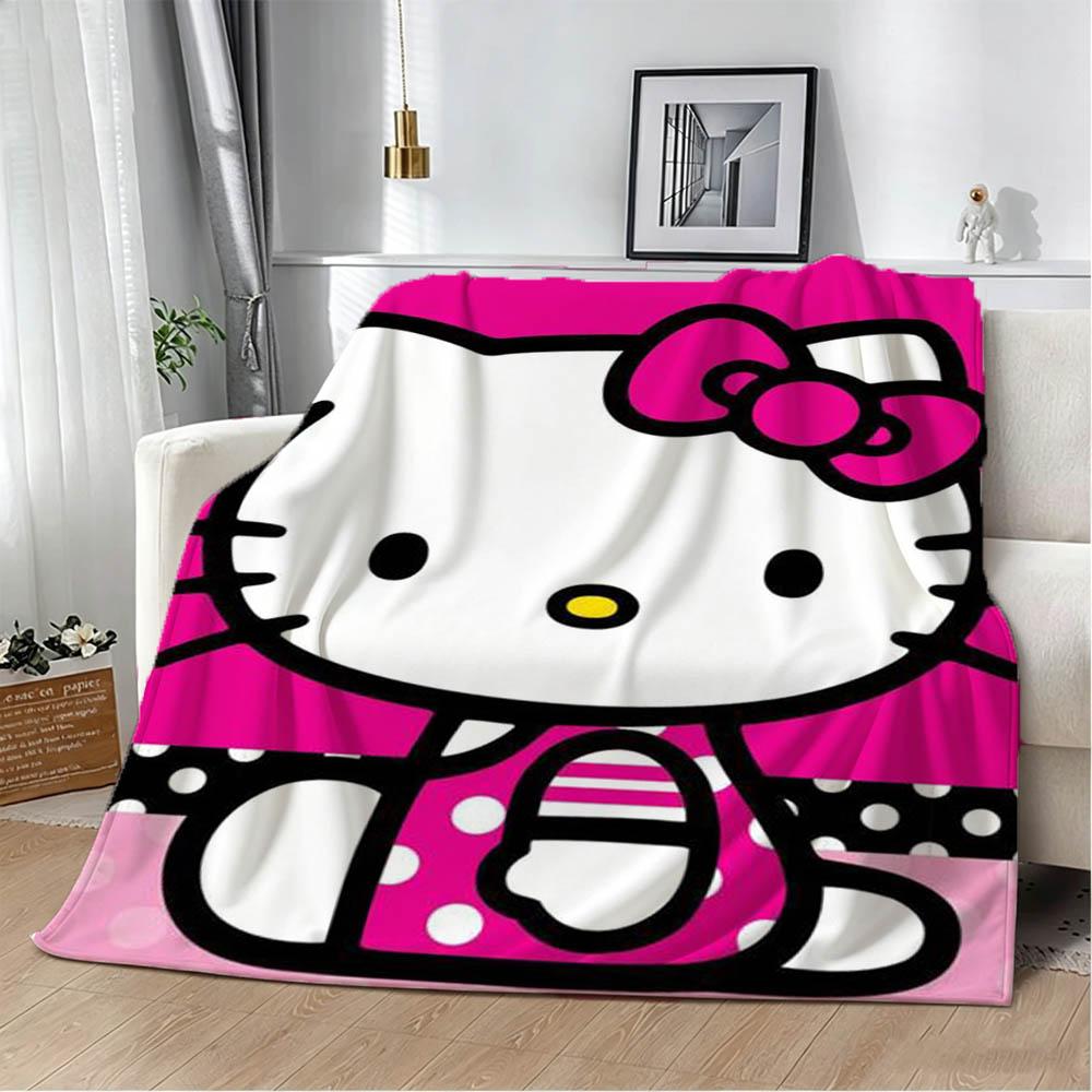 3D H-Hello k-Kitty Cute Cartoon Kawaii Flannel Blanket Soft Throw Blanket Art For Home Decor Bedroom Bed Sofa Picnic Kids Gifts