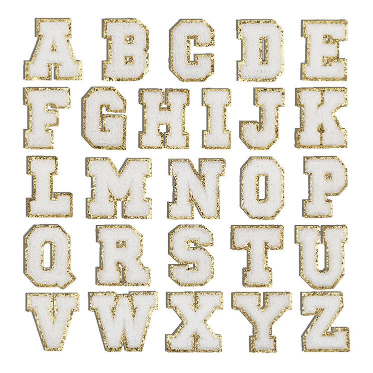 6Cm English Letter Towel Embroidery Patch Sticker Purple Letter Computer Embroidery Label Ironing Embroidery Chapter