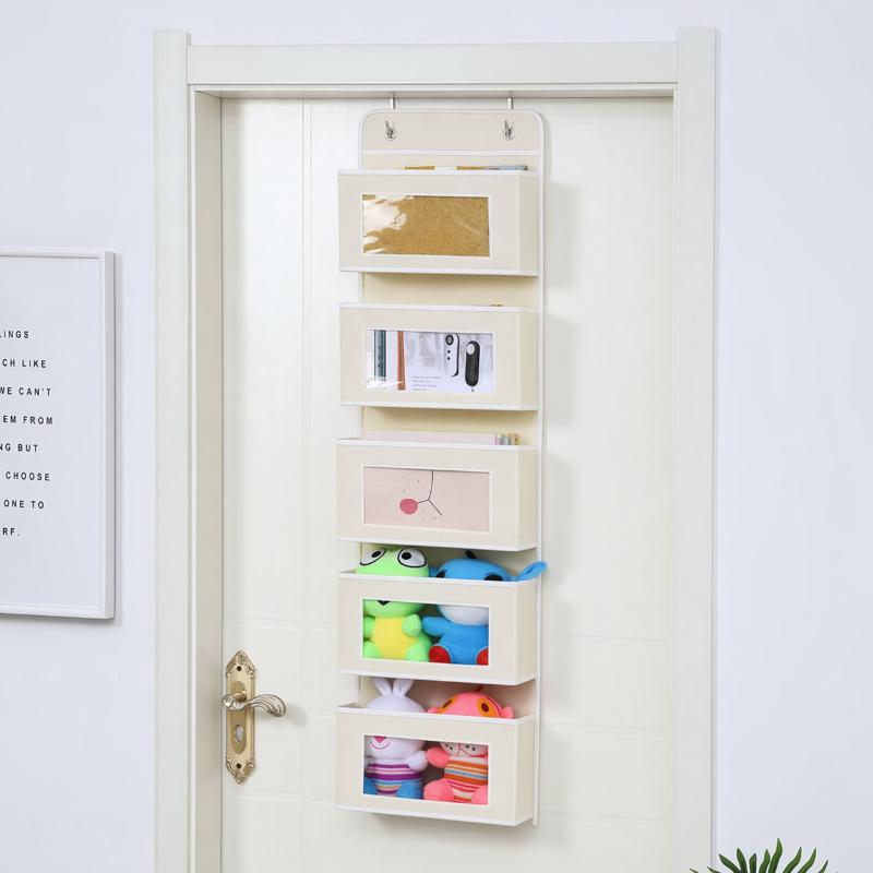 3/4/5 Tiers Over Door Organizer Clear Pvc Window Durable Storage Organizer Space Saving Hanging Storage Bag Home Use