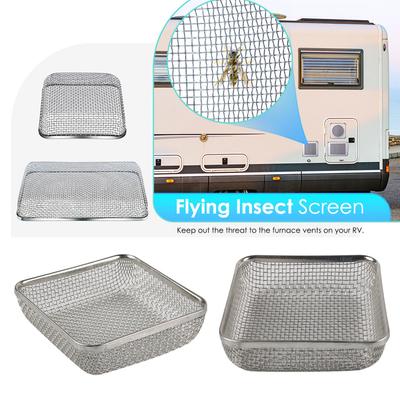 Silver Flying Insect Screen RV Motorhome Accessories Cover RV Water Heater Vent Cover 4.5 X 4.5 Inch