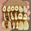 18-delige Set C-vormige Vintage Punk Oorbellen Lichtgewicht Goud Zilver Kleur Waterdruppel Hoepeloorbellen Gedraaid Ontwerp Creatief