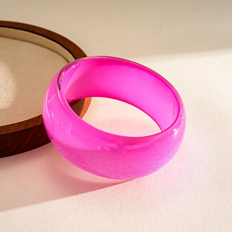 Y2K Boho Vintage Resin Bangle Women Wide Round Bracelet Dopamine Color Statement Wrist Jewelry For Daily Party Wear Accessories