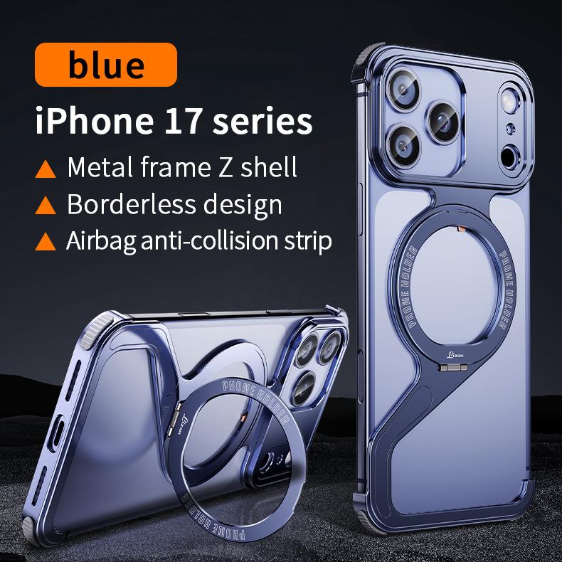 Hot Sale Luxury Z Shape Aluminum Magnetic Phone Case for I Phone 13 14 15 16 Pro Max with Kickstand Wireless Charging Cover