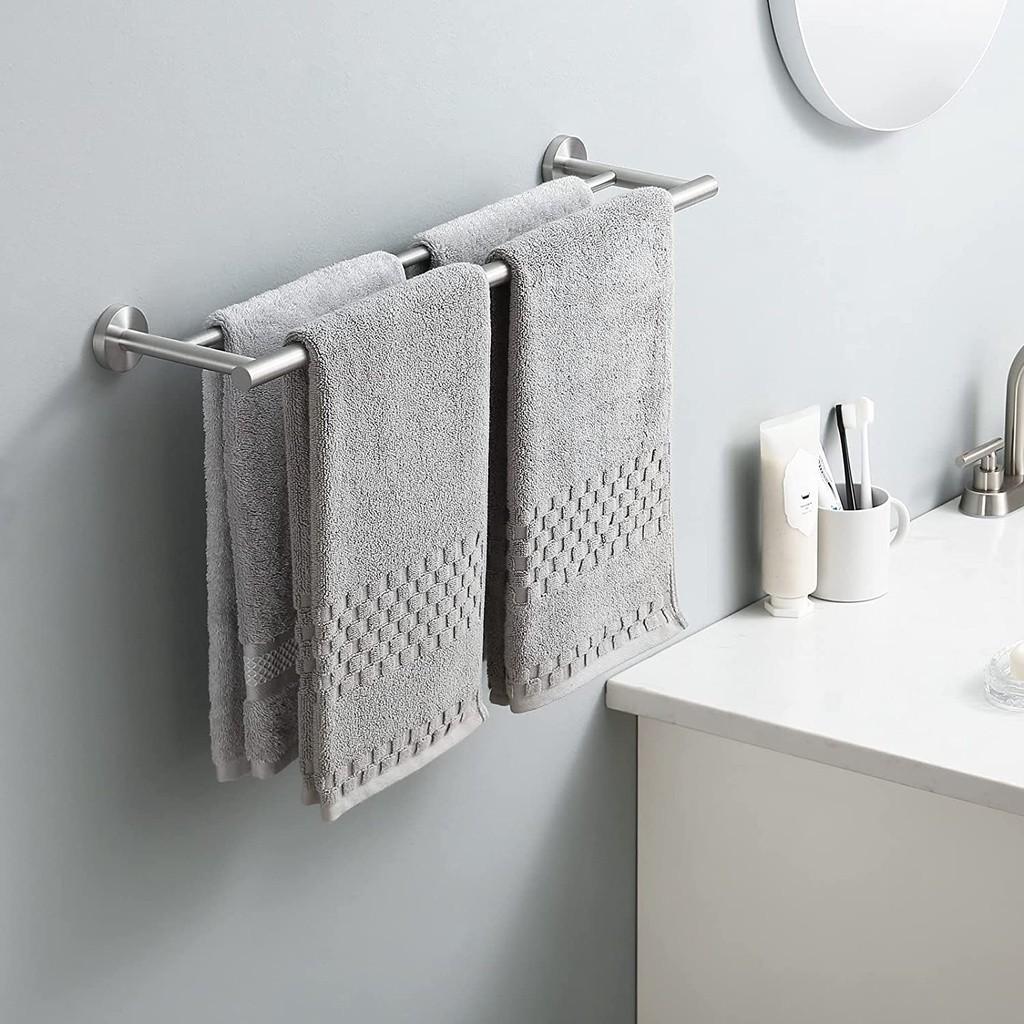Bathroom Rustproof Towel Rack SUS 304 Stainless Steel Wall Mount Towel Holder Household Double Towel Rod