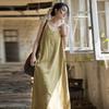 Women Summer Sleeveless Dress Solid Color Vintage Soft Women Dress