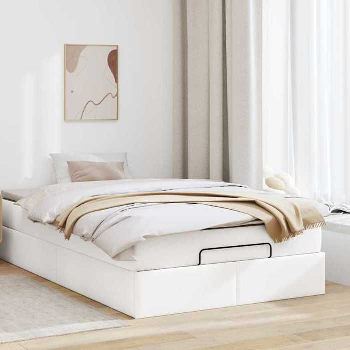 Maison Exclusive - Cadre de lit ottoman avec matelas blanc 120x200 cm similicuir