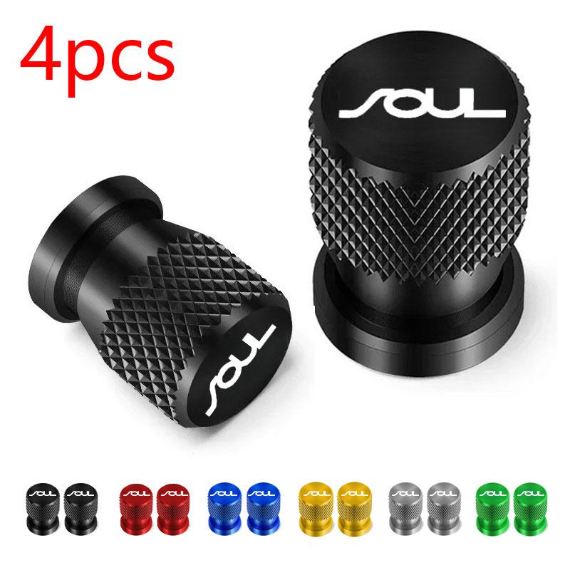 4pcs Car Wheel Tire Valve Caps Tyre Stem Covers Airdust Waterproof For KIA Soul Car Accessories MA5