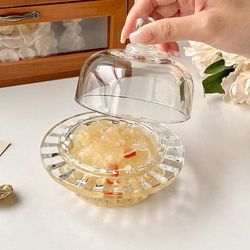 Жаропрочная стеклянная кастрюля-тушилка с крышкой 140ml