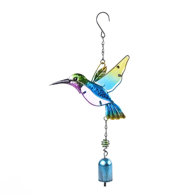 Vibrant Butterfly Metal & Stained Glass Wind Chime Hummingbirds Dragonflies AluminumTube Art Hanging Bells for Home Garden Decor
