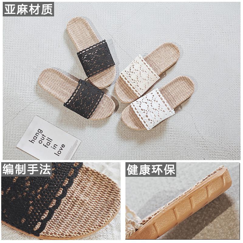 Wholesale of Hemp Slippers Spring and Summer New Linen Slippers Women's Home Indoor Non-slip Male and Female Couples Wooden Floor Hollow