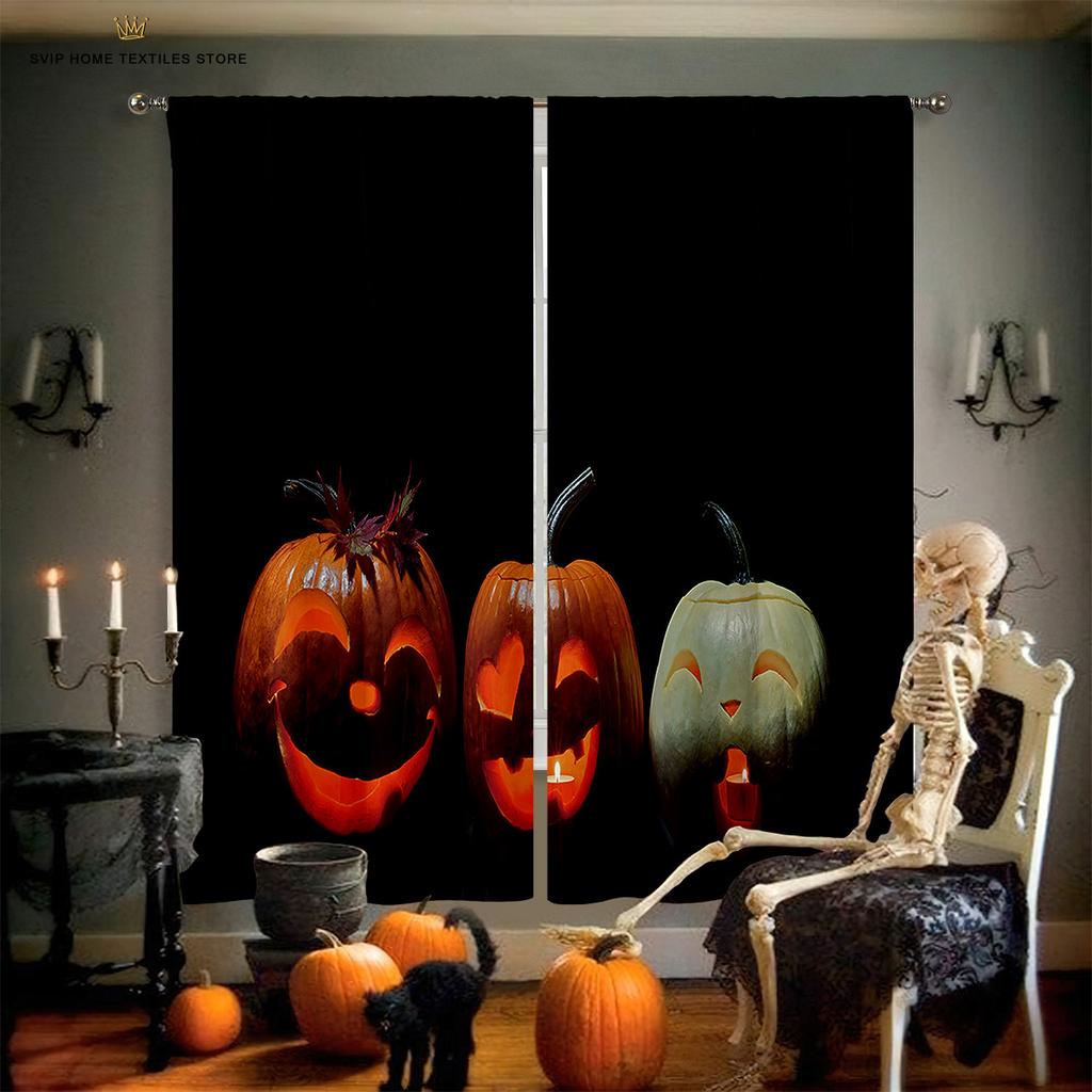 Halloween Horror Curtains, Pumpkin Castle, Holiday Party Decoration, Children's Room, Living Room, Restaurant