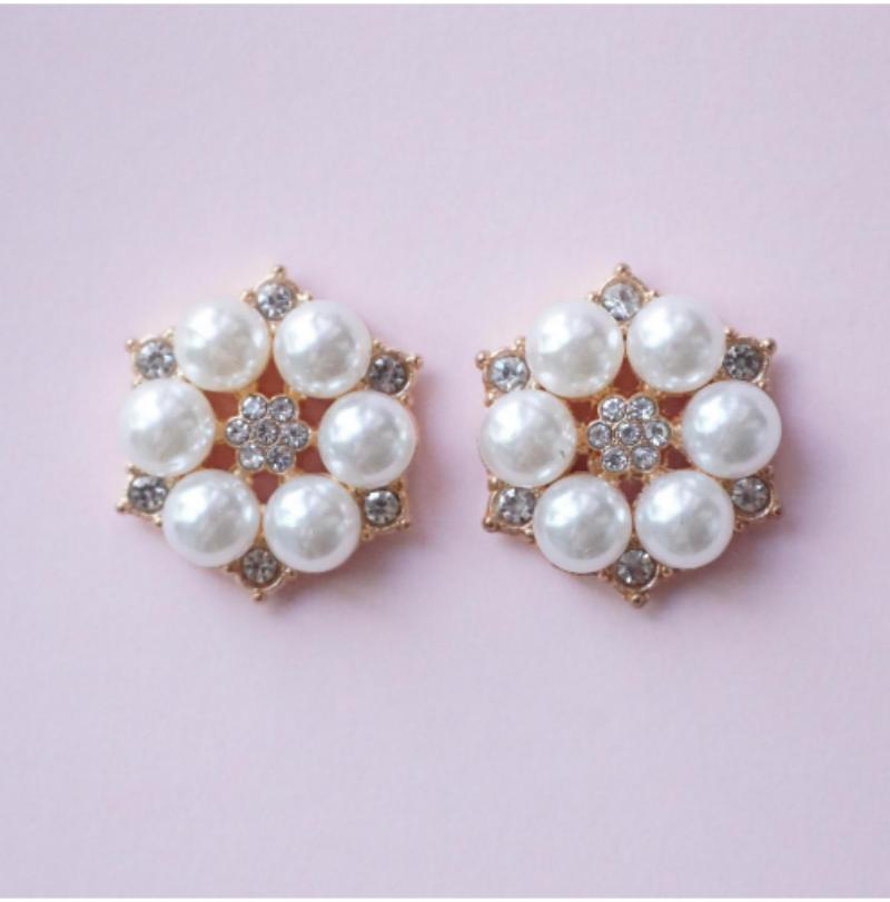 10 ks/šarže 28mm Kovové Perlové Knoflíky DIY Nádherné Ručně Vyráběné Křišťálové Mašle Svatba Dekorace Doplňky