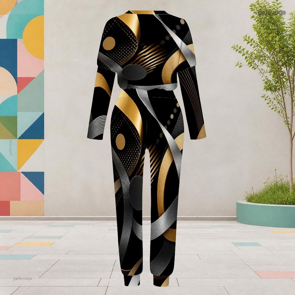 Women Plus Size Dark Purple Halloween Printed Round Neck Long Sleeve Cuffed Top Pocket Cuffed Pants Two Piece Set