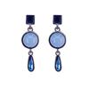 S925 Silver Needle Blue Water Drop Cat's Eye Stone Morandi Crystal Geometric Stud Earrings
