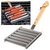 Stainless Steels Hot Dog Roller Sausage Roller BBQ Sausage Roller Rack Anti Scald Barbecue Sausage Roller 6 Roller