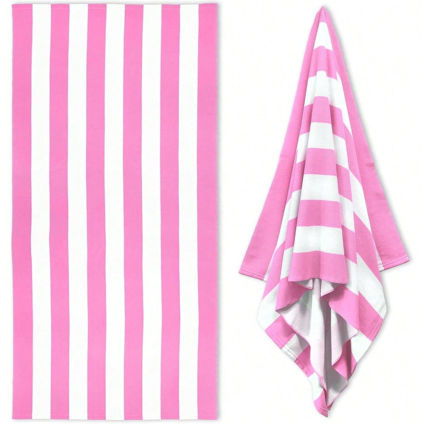 1 Pc Large Oversized Beach Towel 31  X71  , Microfiber Pool Towel, Pink Striped Quick Dry Cabana Swim Towel 70x140cm