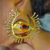 Unique Alien Pupil Ear Drop Exaggerate Irregular Earwear Circular Blue Eye Ear Loop Big Hoop Earring Retro Jewelry