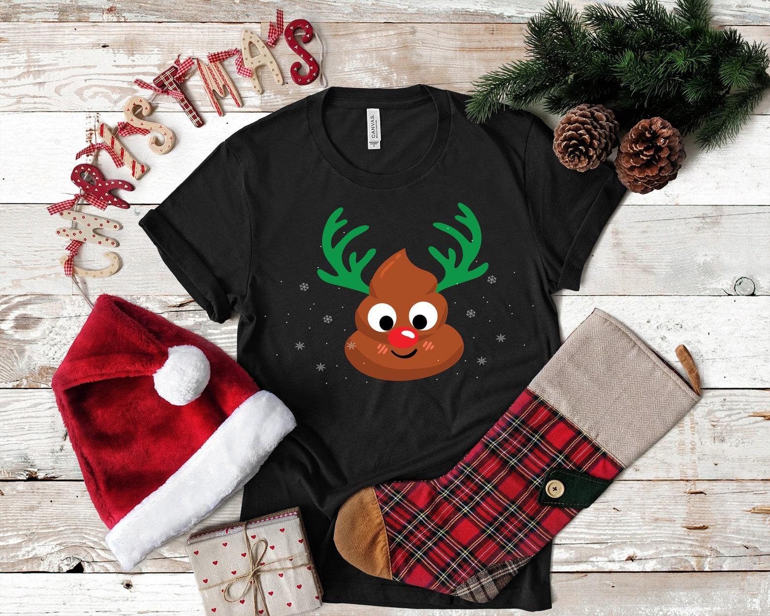 Funny Poop Emoji Cute Christmas Reindeer Funny T-Shirt, Tank Top, T-shirt, T-shirt,T-shirt, Child Kids T-shirt, Apparel Gift 3XL
