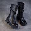 Women's Genuine Leather Knee-High Martin Boots, 2025 Autumn/Winter, British Style, Thick Sole, Plus Velvet.