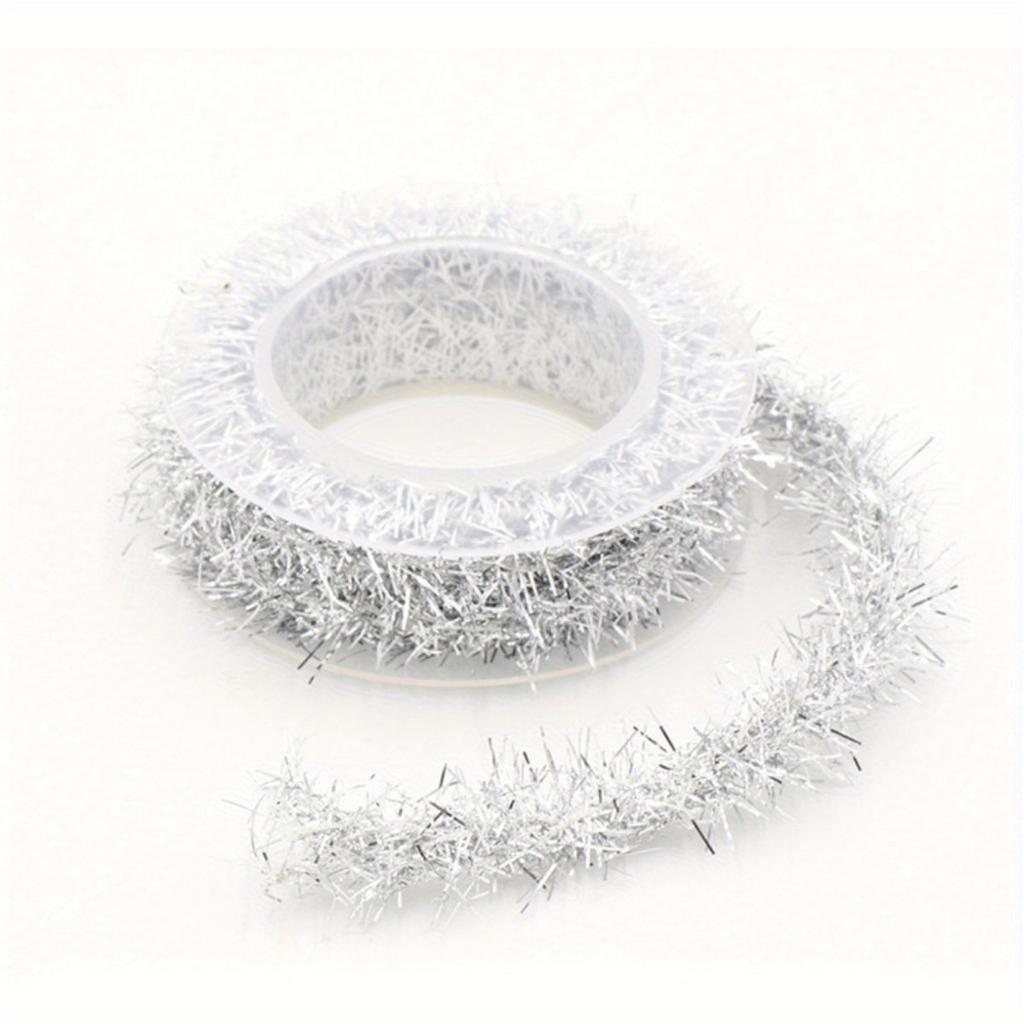 1pc Christmas Tinsel Garland Decoration - Metallic Shiny Ribbon for DIY Crafts, Festive Holiday Supply