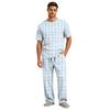 Men's Short Sleeve Pajama Set with Button Fly and Elastic Drawstring Waist for Home Loungewear