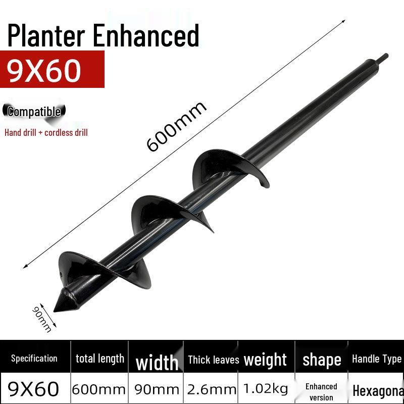 GearUp AutoMoto Spiraalvormige handboormachine voor het planten van zaden, bloemen en groenten in een kas, met elektrische boormachine en zaklamp.