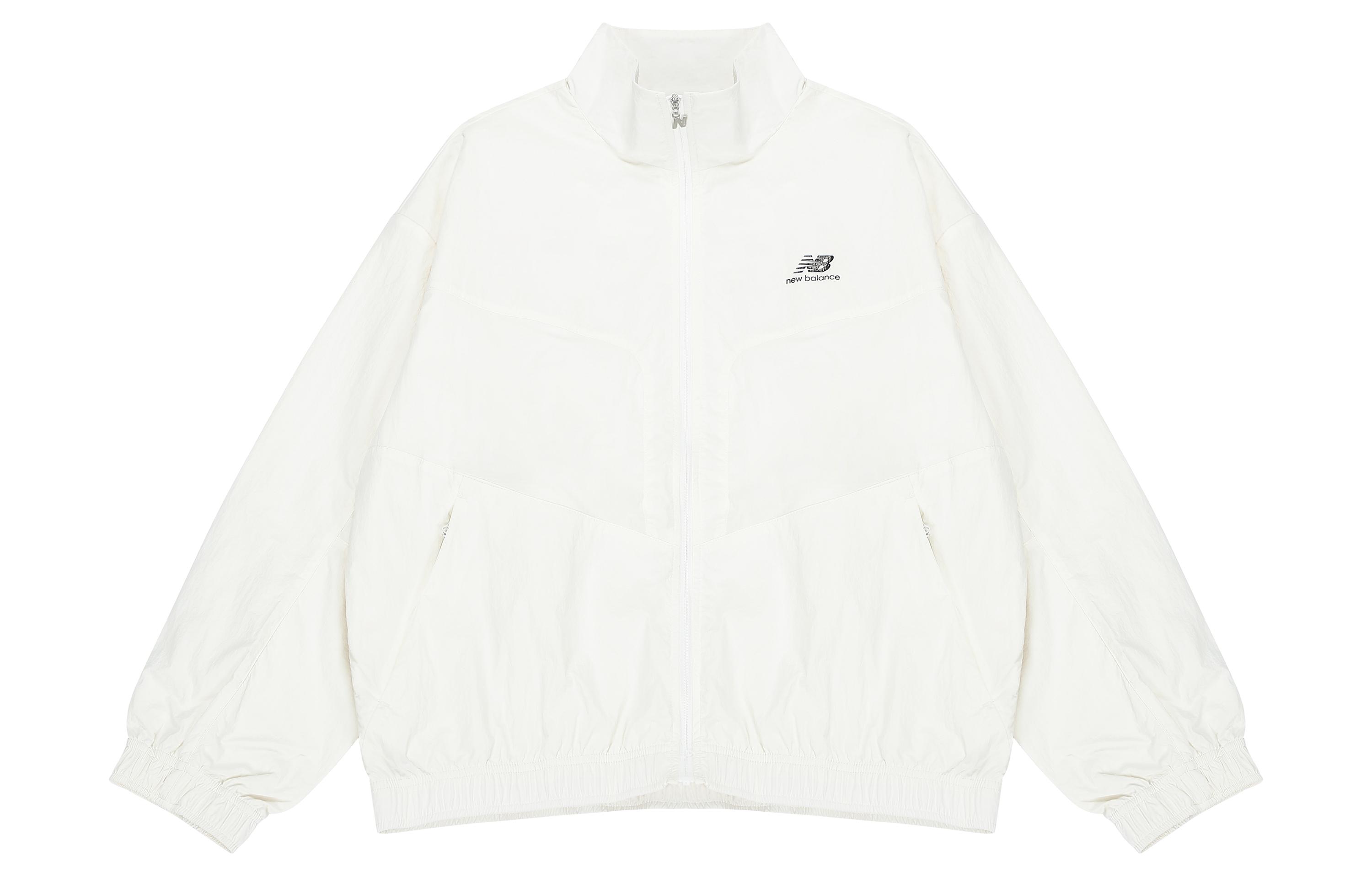 New Balance Jackets Women s White Stand Collar Moderate 5AC38372-WT S