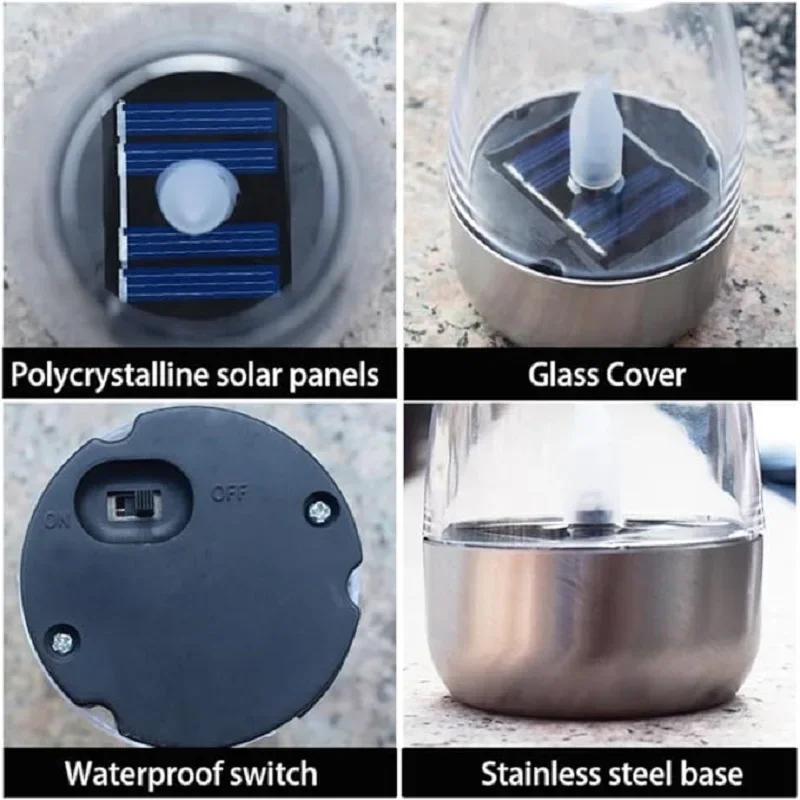 Solar Powered Flameless Candles Outdoor Waterproof LED Night Lights For Garden Wedding Party Decor Holiday Atmosphere Lamp