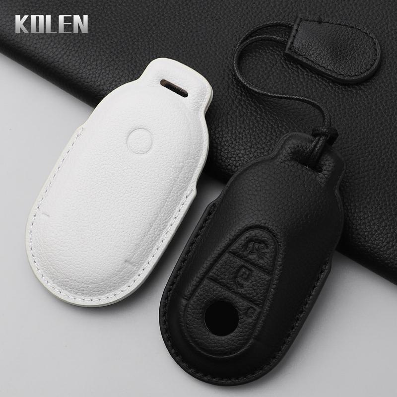 Genuine Genuine Leather Auto Key Fob Cover Case Housing Fit For Mercedes Benz C E S Class Glc W206 W223 W214 E300 C260 C300 S450 S500 Auto
