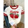 Womens Short Sleeve Color-Block Fresh Raspberry Print Y2k T Shirt Girl Round Neck Tee Outdoor Sports Adult Women's T-Shirt