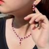 Design Ruby Necklace Bridal Banquet Wedding Dress Accessories Pieces Earrings Zircon Set