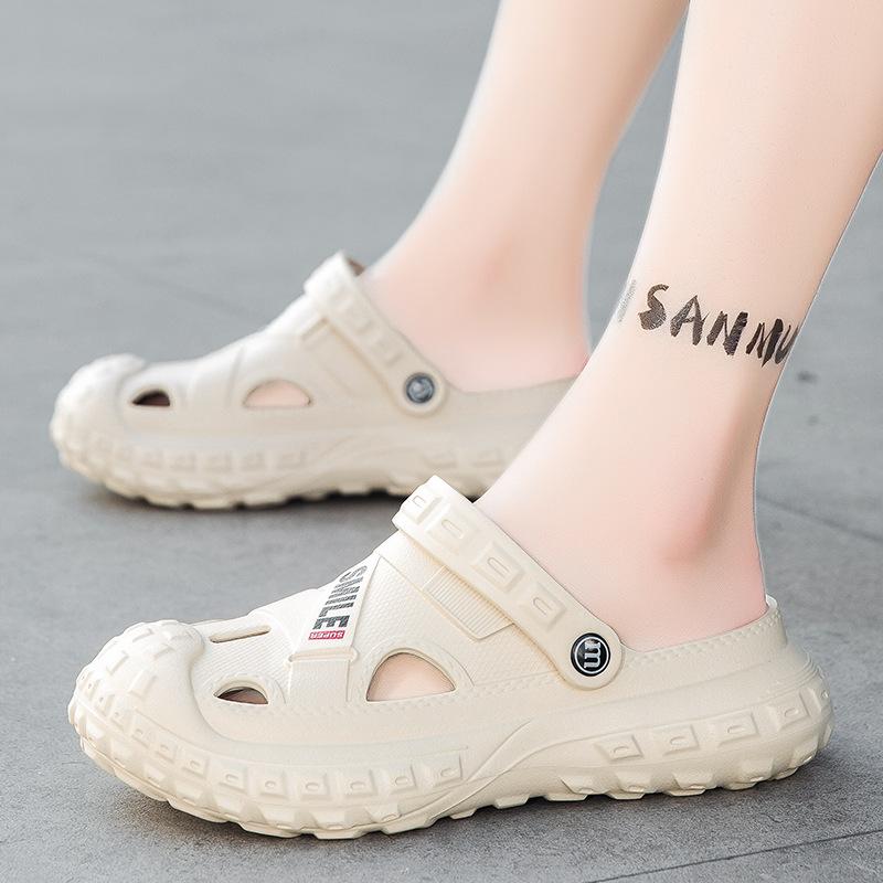 Summer men's slip-flops toe-wrapped platform teen sandals men's breathable non-slip lightweight beach shoes