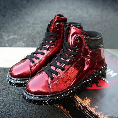 Fashion Patent Leather Casual Sneakers Men Designer Glitter Platform Shoes Men Women Red Sneaker Lightweight Mens High Top Shoes