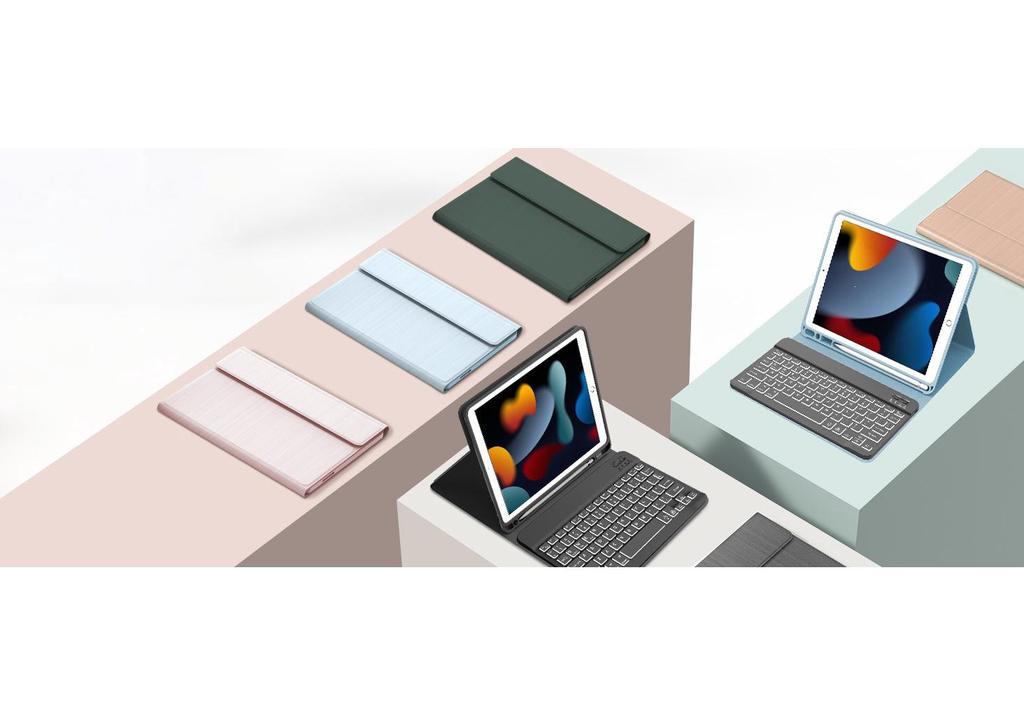 Compatible Protective Case with Seven-Color Backlit Detachable Bluetooth Keyboard for iPad Pro 11"/10.2", with Pen Slot.