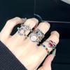 Color Zircon Irregular Pleated Open Ring Cold Wind Personality Light Luxury High Sense Index Finger Ring Woman