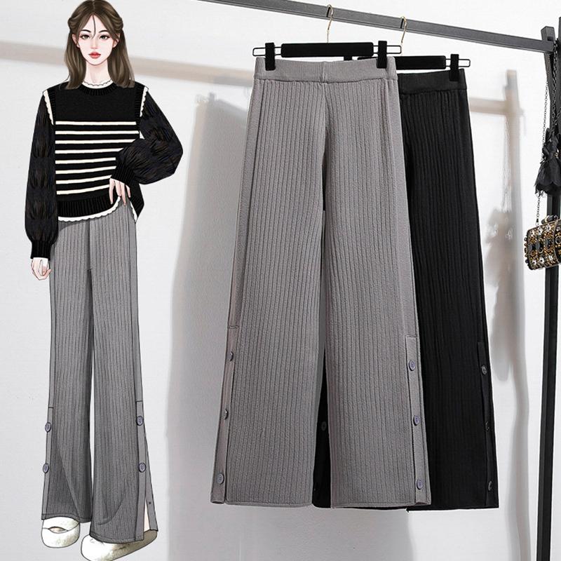 DIMANAF Übergröße Damen Lange Hosen Dick Vintage Dame Locker Lässig Elastischer Bund Winter Herbst 2025