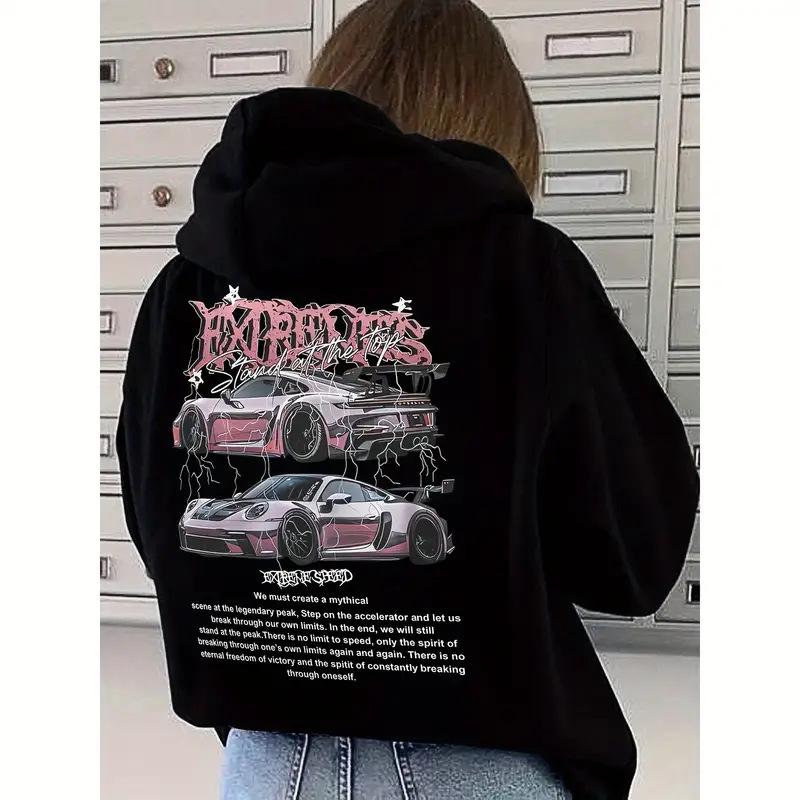 2025 Women's European & American Style Long Sleeve Pullover Printed Hoodie, Sizes S-5XL