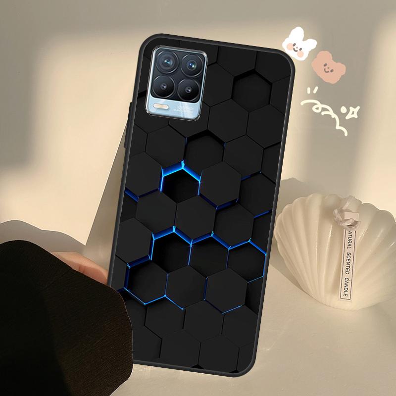 3D Hexagonal Lights Case For Realme C55 C63 C61 C51 C53 C25 C65 C67 C71 C75 11 12 13 14 Pro Plus GT6 GT7 15 Pro