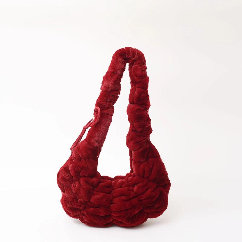 Soft Faux Fur Crossbody Bags for Women 2024 Winter Designer Korean Fashion Handbags New Trend Warm Shoulder Bag