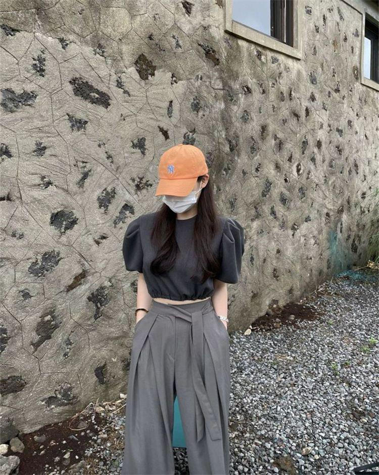 Korean Chic Asymmetrical High-Waisted Pleated Wide-Leg Trousers for Women